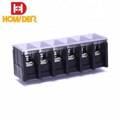 China Wire Connecting 11.0 Mm Black Barrier Single Row Middle Pin PCB To Plastic Cover Connector Terminal Block for sale