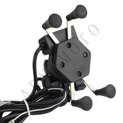 China MOTORCYCLE MOBILE PHONE HOLDER WITH USB CHARGER BLACK WATERPROOF ADJUSTABLE FLEXIBLE 360 ROTATION EASY INSTALL for sale