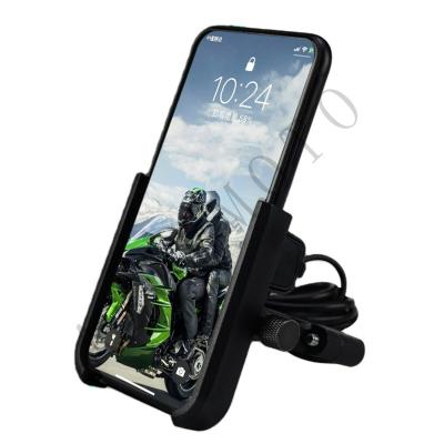 China MOTORCYCLE MOBILE PHONE MOUNT WITH CHARGER ALUMINUM ALLOY BLACK 360 ADJUSTABLE WATERPROOF HOSE EASY ROTATION INSTALL for sale