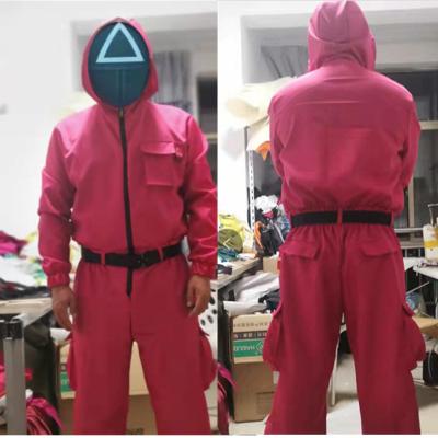 China Korean Halloween Party TV Show Squid Game Costume Tracksuit Halloween Jumpsuit Squid Games Clothing Mask for sale