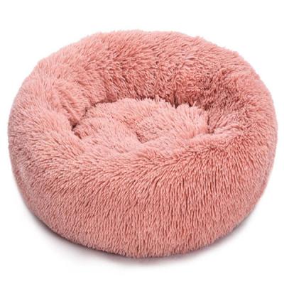 China Comfortable Long Faux Fur Fabric Breathable Dog Bed Donut Around Soft Washable Dog Bed Accessories for sale