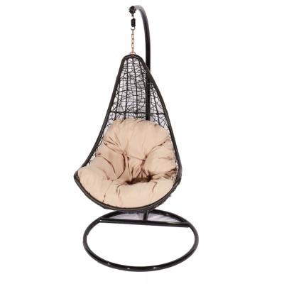 China Good quality modern black swing egg bed pe rattan patio outdoor hanging patio swing chair for patio for sale