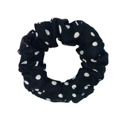 China Eco-friendly Professional Production Dots Scrunchy Silk Elastic Hair Black White Band for sale