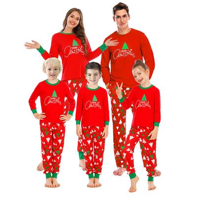 China 2022 New Polyester Parent-child Home Dressing Gown Thermal Sleepwear Santa Family Tree Print Family Pajamas Classic Suit for sale