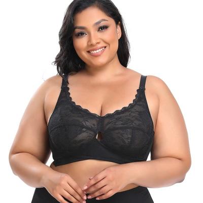 China Seamless Women Plus Size BCDE Lace Cup Cross Chest Black Highly Elastic Sexy Wireless Thin Bra Adjustable Straps Adjusting Bralette for sale