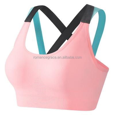 China Custom Logo Gym High Impact Seamless Plus Size Cross Back Wholesale QUICK DRY Sports Support Bra for sale