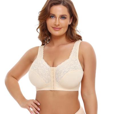 China 2022 Women Seamless Top Front Crochet Wireless Lace Stitching Thin Cup Plus Size 5XL Seamless Mesh Adjusting Sports Bra for sale