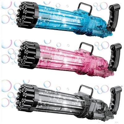 China Funny Outdoor Toy Various Kids Automatic Gatling Bubble Gun Toys Soap Water Machine 2-in-1 Electric Bubble Machine For Kids Bubble Toys for sale