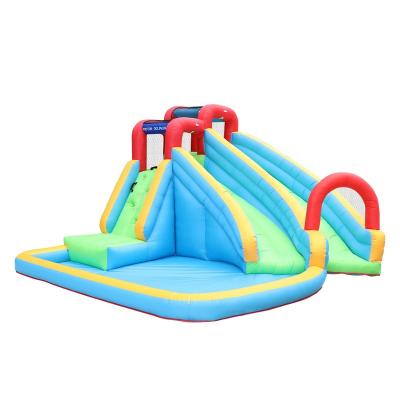 China Doctor Dolphin Children Inflatable Nylon Bouncy Castles With Three Slides And Climbing Water Pool Bounce House for sale