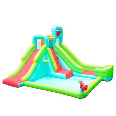 China New Design Custom Kids Nylon Nylon Large Inflatable Doctor Dolphin Castle Backyard Bouncy Water Slide With Pool for sale