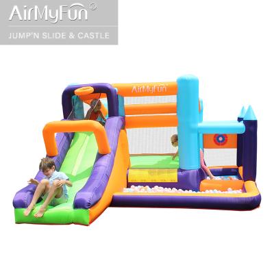 China Wholesale 420D+840D PVC Fabric Airmyfun Custom Best Design PVC Bounce House With Slide Blower For Kids for sale