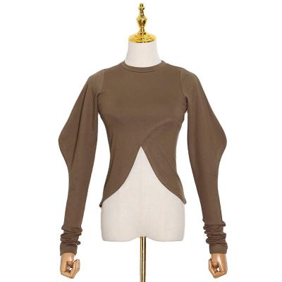 China New Design Leisure Autumn &Winter Anti-Wrinkle Round Neck Sweater Long Sleeve Cross Trimmer Irregular Turtle Neck Sweater for sale