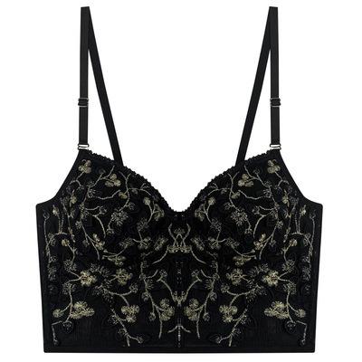 China French Lace Underwear Retro Antibacterial Embroidery Bra With Matching Sexy Luxury Flower Bralettes Underwear Sets for sale