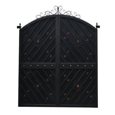 China Wrought Iron Hand Forged Modern Residential Steel Double Entry Doors Anti Theft for sale