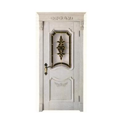 China EUROPEAN luxury white color glass solid wood door for room for sale