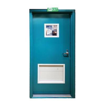 China 1.5H Swing FD Steel Fire Rated Emergency Exit Door With Vision Panel And Canopy for sale