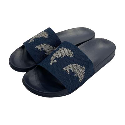 China Latest Anti-slippery Polyester Knit Top Men Sandal Slide Vamp Eva Beach Outdoor Slippers for sale