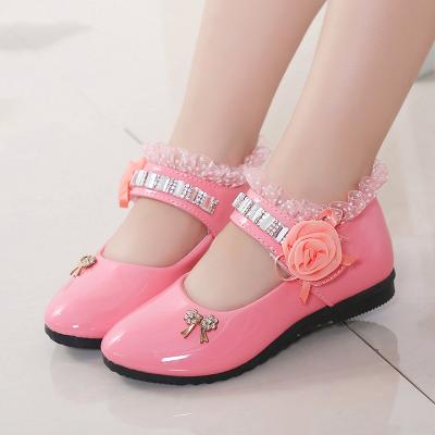 China Kids Girls Princess Party Dress Shoes Breathable Bridesmaid PU Leather Trim Shoes For Girls for sale