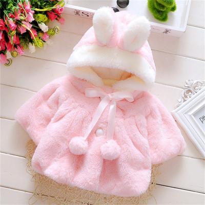 China Viable Factory Wholesale Pom Pom Fur Velvet Baby Winter Poncho Kids Girl Coats for sale