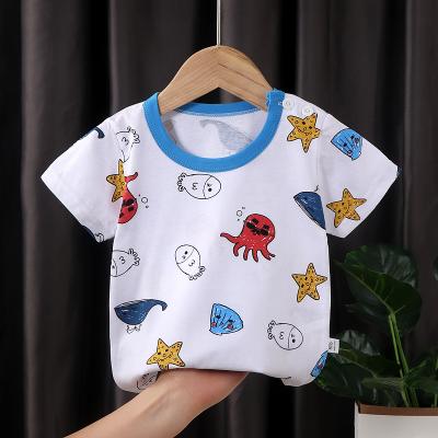 China Custom Long Sleeve Kids Cotton Short Sleeve Logo Printing 100% Single White Kids Baby Boy T-Shirts for sale