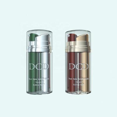 China 20ml 30ml 1oz Airless Pump Bottles Double Wall Double Chamber Lotion Plastic Cosmetic Pump Bottles With 2 Pumps for sale