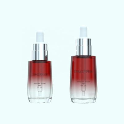 China 30ml 50ml 1oz Pink Recyclable Material Custom Green Plastic Cosmetic Oil Serum Clear Dropper Bottle With Inner Cap for sale