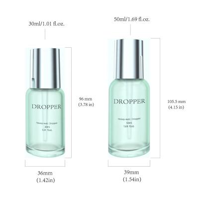 China 30ml 50ml 1oz Luxury Empty Cosmetic Private Label Dropper Packaging Skin Care Serum Frosted Clear Dropper Bottle for sale