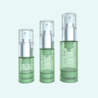 China 10ml 15ml 30ml 1oz Double Chamber Cosmetic Pump Mixing Airless Bottles For Vitamin C Powder And Extract Solution for sale