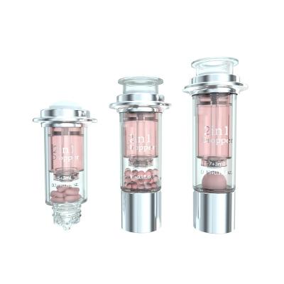 China 3+7ml 5+3ml new double chamber 2in1 packaging 2in1 mixing ampoule cosmetic luxury custom plastic cosmetic bottle for sale