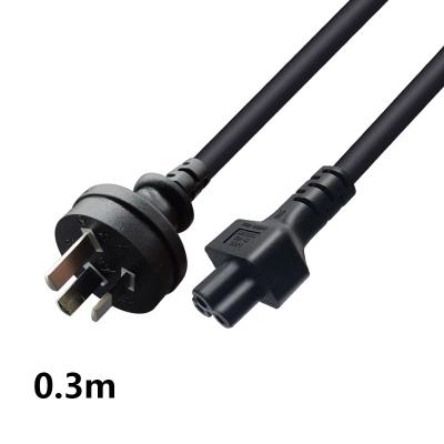 China Telecommunication IEC320 C5 to AU Cable Australia New Zealand Plug in SAA Male 3pin Female Travel AC Extension Power Supply Line 0.3M for sale