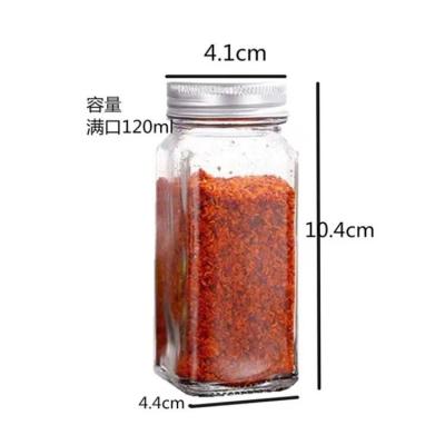 China Wholesale Food 120ml Square Bottle Pepper Powder Glass Seasoning Bottles for sale