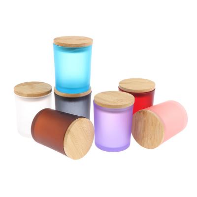 China Gift & Craft 120/200/250ml Glass Candle Holder Containers Candle Cup With Bamboo Lid Scented Candle Jar for sale