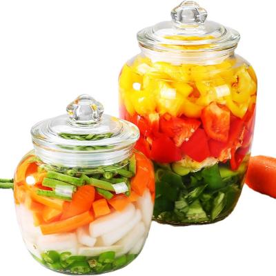 China 650/1250/2250ml Glass Bottle Food Sealed Storage Jar Preserved Candy Jar Pickled Vegetable Jar for sale