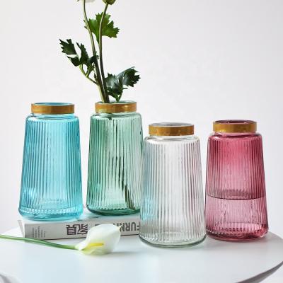 China Gift & Hydroponic Line Craft Style Flower Arrangement Flower Gold Transparent Tabletop Vases In European Glass Vase Home Decoration for sale