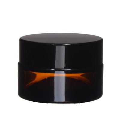 China Personal Care 20g/30g/50g/100g Amber Cosmetic Face Cream Refillable Glass Bottles Empty Makeup Jar Glass Jar for sale