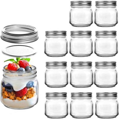 China Food Glass Food Storage Mason Jar Jar Stored Canning Containers With Metal Lid for sale