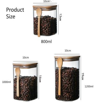 China 800/1200ml Food With Spoon Sealed Coffee Beans Condiment Jar Storage Tank Jar Supplies Sugar Storage Bottle Tea Box Kitchen for sale