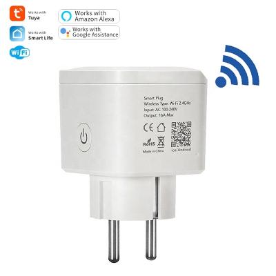 China Smart Home 16A Wifi Overload Protection Smart Home 16A EU Plug Tuya Socket Google Assistant Alexa Voice Control for sale