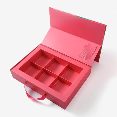 China Handmade Luxury Single Pink Moon Cake Gift Box Empty Paper Package Divider For Food Candy Dates And Chocolate Box Packaging for sale