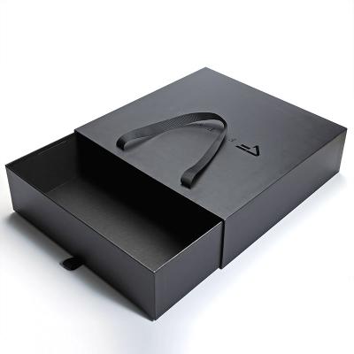 China Handmade Custom Logo OEM Cardboard Paper Box Packaging Slippery Gift Black Large Drawer Gift Boxes for sale