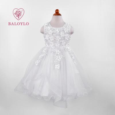 China New White Flower Casual Summer Dress For 2 Years Kids Girl Fancy Lace Birthday Girls Sleeveless Wedding Dress Dresses for sale