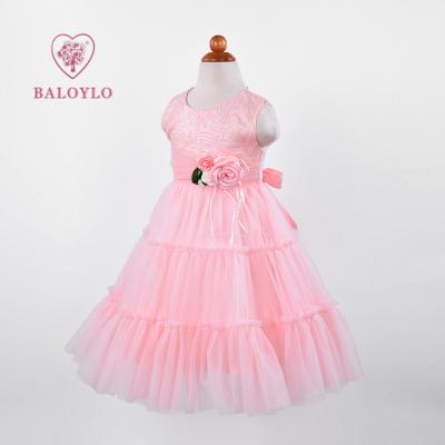 China Regular Summer No Sleeve Baby Party Dress Flower Secuence Fashion Birthday Tulle Dress For Wedding Baby Girs Party Dress Kids for sale