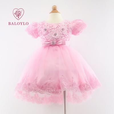 China Anti-Wrinkle Baby Teen Girls Floral Wedding Lace Linen Party Princess Dresses Infant Toddler for sale