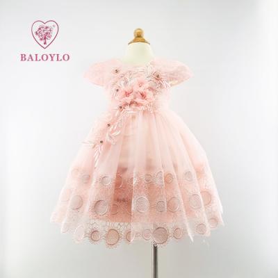 China Anti-wrinkle Girls Dress Dresses Flower Wedding Princess Girls Dress Fabric For Birthday Kids Cotton Lace Up Dresses Designs for sale