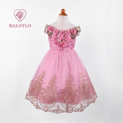 China Hot Sale Anti-wrinkle Dress Babies Dresses Tulle Princess Girl Embroidered Sequin Dress for sale