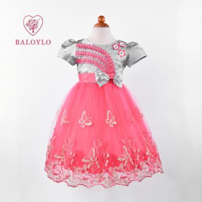 China Wholesale Pink Anti-wrinkle Lace Baby Baptism Dresses For Kids Flower Girls Baptism Dresses With Half Sleeve for sale