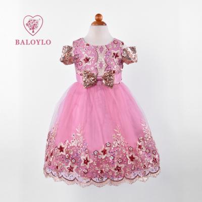 China Wholesale Chinese Beby Girls Anti-wrinkle Flower Bow Kids Dresses Birthday Party Dress For Kids Wedding Wedding for sale