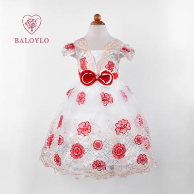 China Anti-wrinkle Wedding Birthday Puffy Ball Grown Flower Children Lace Up Baby Party Wear Puffy Dresses For Girls for sale