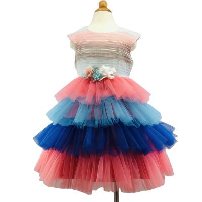 China 2021 New Viable Children's Dress Performance Cake Color Matching Children's Sleeveless Dress for sale