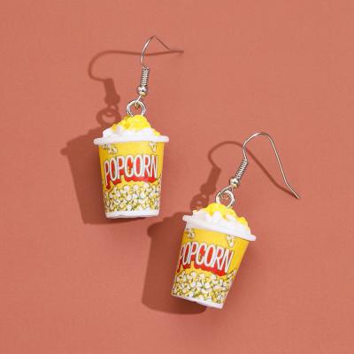 China FASHIONABLE and female creative personality of earring cute and childish funny jewelry clip ear popcorn simulation resin for sale